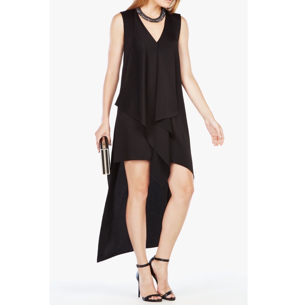 BCBGMAXAZRIA TARA CASCADE RUFFLE DRESS